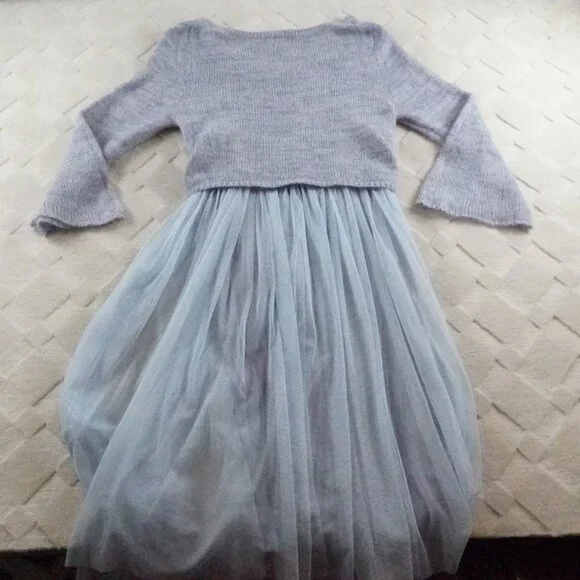 Anthropologie Maeve Sweater Tulle Pale Blue Midi Dress Womens Extra Large - Picture 12 of 13